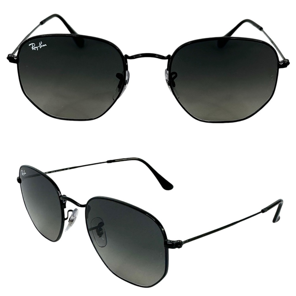 RAY-BAN RB3548 Sunglasses NEW Hexagonal Flat Lenses Black Made In Italy